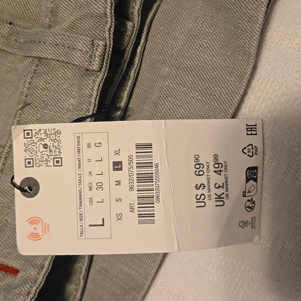 Zara Straight Jeans Men's Colod Khaki Size L - Picture 14 of 15